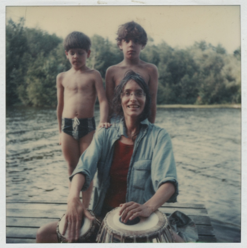 Tess Heder, son Sam aka Sambu, his friend Josh Drew, on a Lake in New Hampshire in 1980